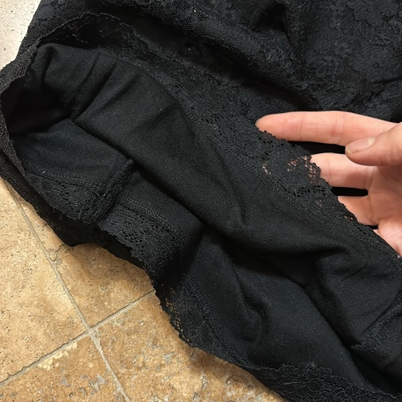 FREE PEOPLE black lace bodycon dress with dramatic bell sleeves and sheer panels - Picture 10 of 10